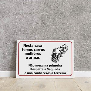 Placa decorativa Armas e Carros