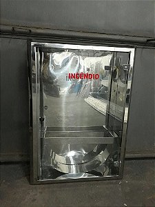 Caixa para Mangueira Aço Inox - 1 Porta de Vidro Incolor 8mm - (A)90 x (L)60 x (P)20cm - Sobrepor