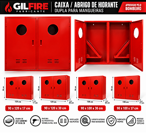 Caixa de Hidrante - Abrigo de Mangueira Sobrepor Dupla 90x120x17 90X120X30 120X50X30