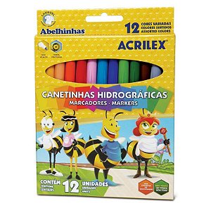 Caneta Hidrocor 12 cores - Acrilex.