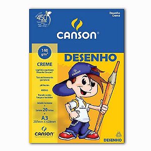 Papel Canson Escolar Para Desenho A3 140g Creme Pacote Com 20 Folhas