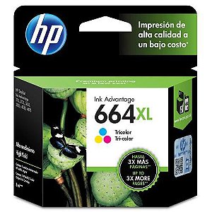 Cartucho de Tinta HP 664 XL Alto Rendimento Colorido