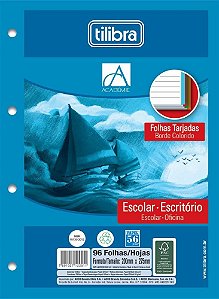 FOLHA PARA FICHÁRIO UNIVERSITÁRIO 96 FOLHAS 4 FUROS TARJADO COLORIDO TILIBRA