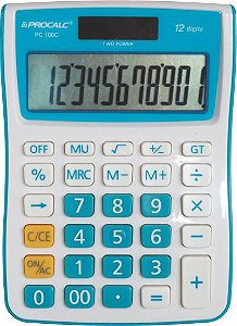 Procalc - Calculadora De Mesa 12 Dígitos - Pc100-C Azul