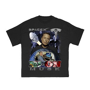 Camiseta Aged Archive Elon Musk Preta