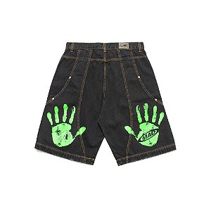 Jorts Jeans Mad Enlatados Greenprint Preto