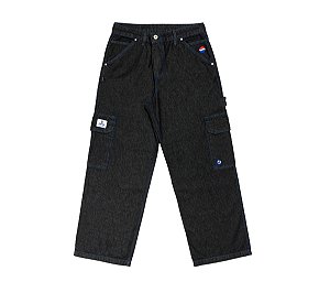 Calça Cargo Jeans Disturb x Pepsi Screw Denim Preta