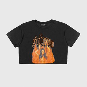SUFBABYS - Camiseta Cropped Sufbabys Fire "Preto"