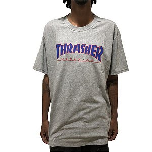 Camiseta Thrasher Outlinei Cinza - Mescla azul/vermelho