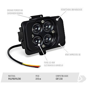 Farol Led 40w Crf 230 - Crf 250f P/Carenagem Original Biker