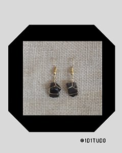 Brinco pedra Obsidiana