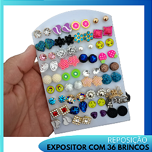 1 Expositor de Brincos Com 36 pares Cada bem Variado