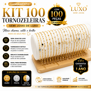 KIT 100 TORNOZELEIRAS FEMININAS ATACADO | OURO PRATA OU MISTA | SEMI JOIAS PARA REVENDA | SUPER ATACADO | GARANTIA 1 ANO