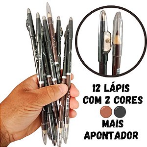 Kit de Maquiagem 12 Lápis Preto e Marrom 2em1 Vivai Perfeição em Cada Traço
