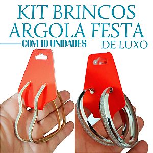 kit de 10 Brincos de Argolas de luxo banhado a Ouro e Prata para festa ou Ocasião chik Com garantia de 1 Ano