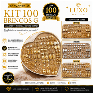 KIT 100 BRINCOS GRANDES FEMININOS ATACADO | OURO PRATA OU MISTA | SEMI JOIAS PARA REVENDA | SUPER ATACADO | GARANTIA 1 ANO