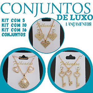 Conjunto de Joias Românticas: 10 Kits de Colar e Brinco - Qualidade Superior, Folheado a Ouro e Prata
