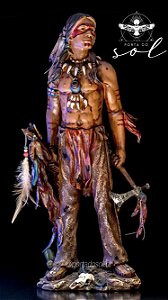 INDÍGENA CAÇADOR EM RESINA