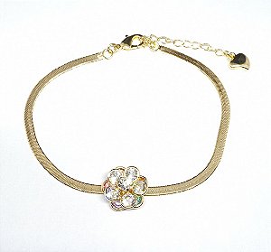 Pulseira de Florzinha Folheada a Ouro 22cm