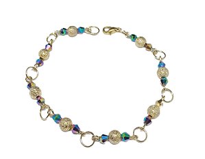 Pulseira com pedras, strass e argolinhas 20cm