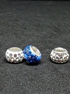 Berloque Separador Mini Strass Branco e Azul Celeste (3 Unidades)