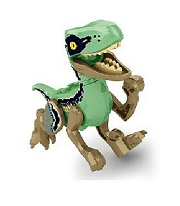 Velociraptor Verde Dinossauro - Minifigura de Montar FS