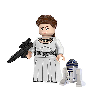 Princesa Leia e Mini R2D2 - Minifigura de Montar Star Wars