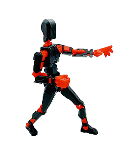 Boneco Dummy Articulado 3D para Montar - Preto e Vermelho (61 pçs)