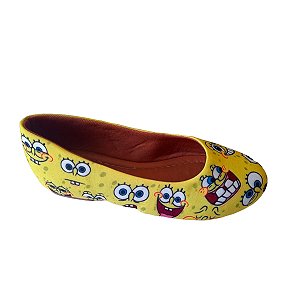 Sapatilha Bob Esponja Calça Quadrada  Amarelo  Sapato Feminino Tam. 23 ao 42.