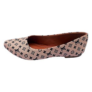 Sapatilha Louis Vuitton Bege Bico Fino Inspiração Grife - Tam. 23 ao 42.