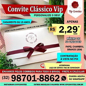 Convite Tradicional M&N laço borboleta
