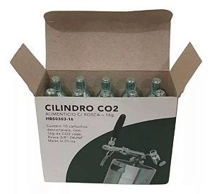Cilindro 16G CO2, rosca 3/8-24UNF – Descartavel CX com 10unidades