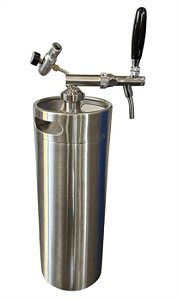 Kit: Growler  Inox MiniI Keg 10L + Tampa Growler  Inox C/ Torneira Italiana e Reguladora De CO2