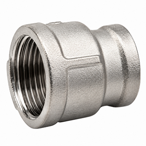 Luva de Redução Aço Inox 304 – Fêmea 3/4" BSP x Fêmea 1/2" BSP