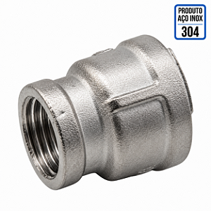 Luva de Redução Aço Inox 304 – Fêmea 1/2" BSP x Fêmea 3/8" BSP