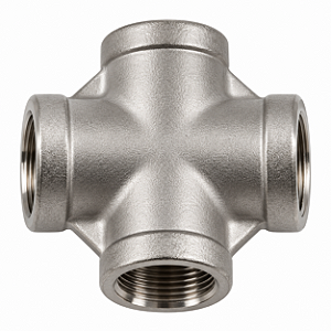 Cruzeta Aço Inox 304 – 4 Vias Rosca Fêmea 1/2" BSP