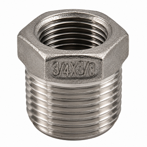Bucha de Redução Aço Inox 304 – Macho 3/4" BSP x Fêmea 3/8" BSP
