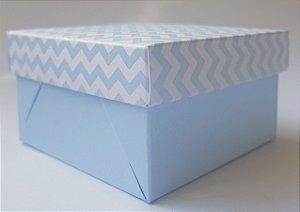 Caixa quadrada (7x7x4) Mini Chevron Azul