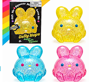 SQUISHY COELHO GLITTER SILICONE - TIPO NEDOOH - UNIDADE CORES SURPRESA