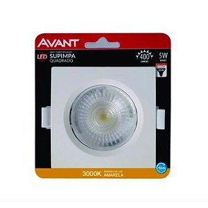 Spot Led Embutir Quadrado 5w Direcionável Avant 3000k