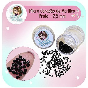 Micro Coração Acrílico 2,5mm - Preto