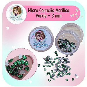 Micro Coração Acrílico 3mm - Verde