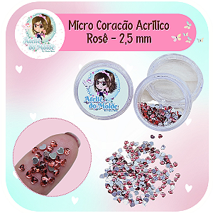 Micro Coração Acrilico 2,5mm - Rosê