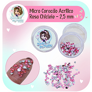 Micro Coração Acrilico 2,5mm - Rosa Chiclete