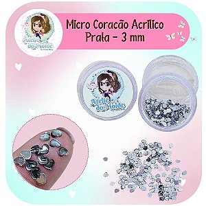 Micro Coração Acrílico 3mm - Prata