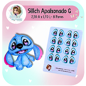 Olhos Resinados Stitch Apaixonado - G