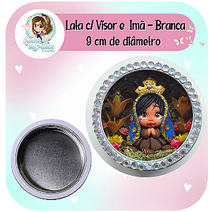 Lata com Visor e Imã - Branca - 9cm de diâmentro