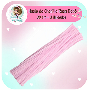 Haste Chenille 30cm - Rosa Bebê