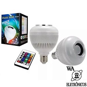 Lampada Led 12 Cores Caixa Som MP3 Bluetooth c/Controle