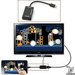Cabo Adaptador Tipo C V8 Micro USB para Hdmi MHL 2.0